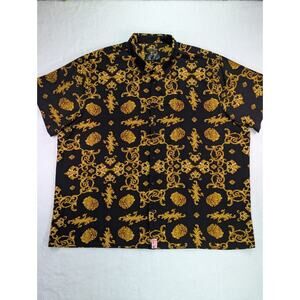 Black & Gold Lion's Head & Baroque Scroll Sz 5XL by Baroque Gold/Drill Clothing